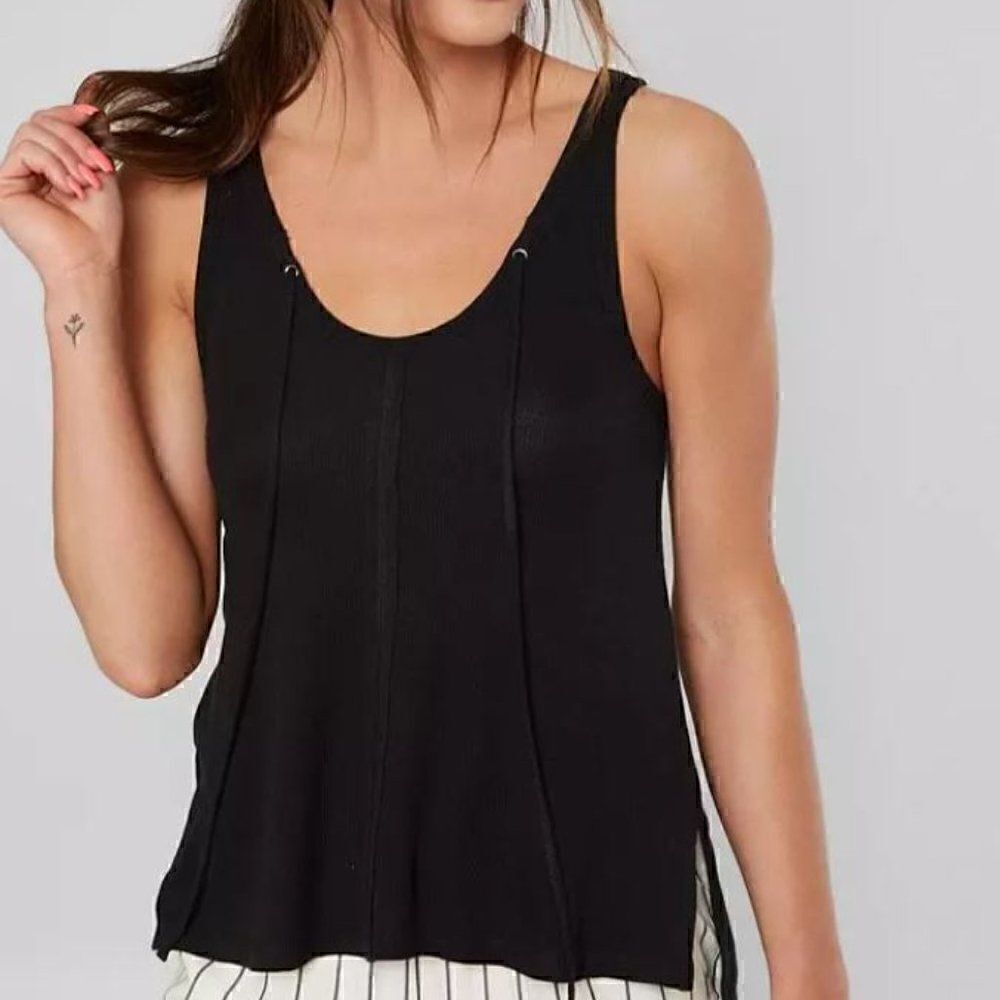 White Crow Black Micro Ribbed Tank Top